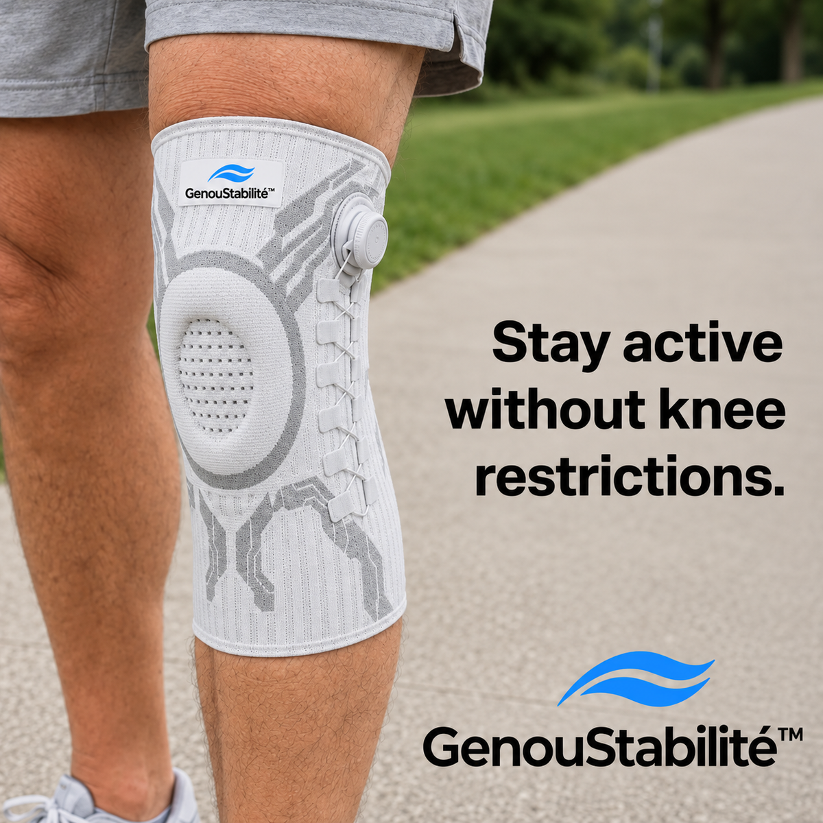 GenouStabilité™ – Genouillère de Compression Réglable avec Soutien Rotulien