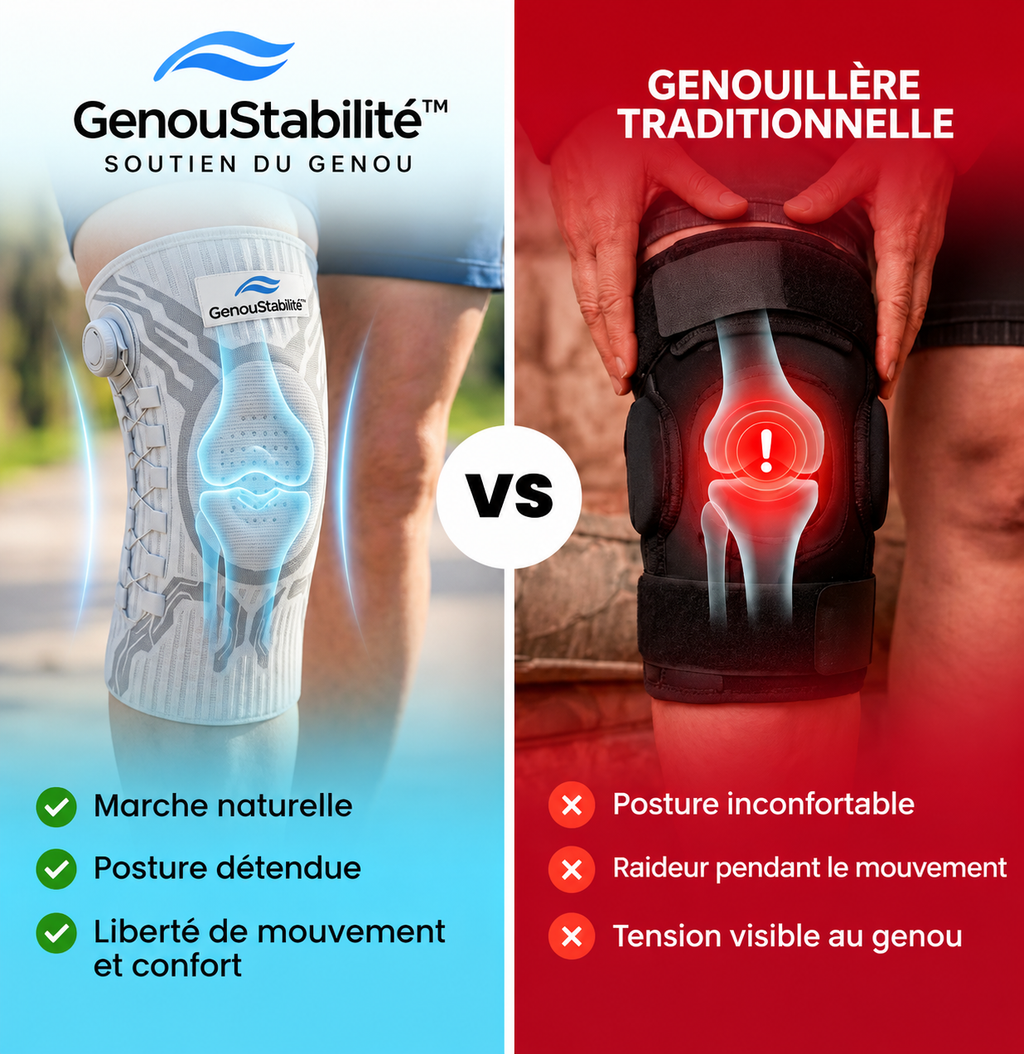 GenouStabilité™ – Genouillère de Compression Réglable avec Soutien Rotulien