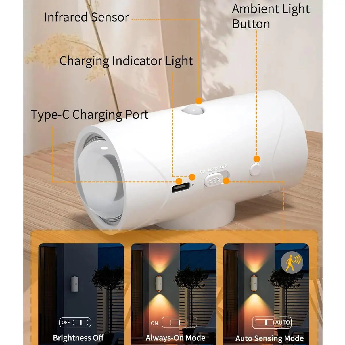 LumiVeille™ – Veilleuse LED Rechargeable à Détection de Mouvement