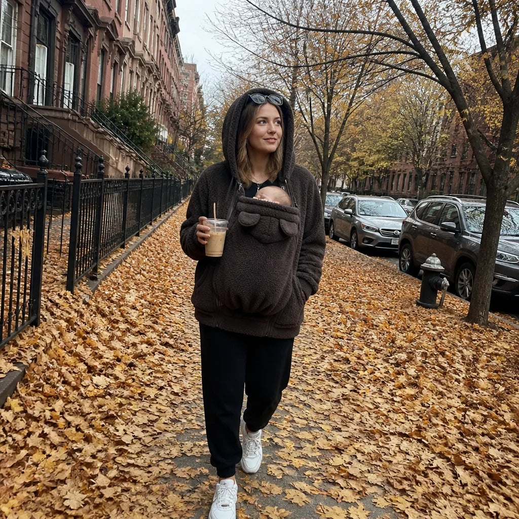 BébéCâlin™ – Sweat Douillet avec Poche Porte-Bébé