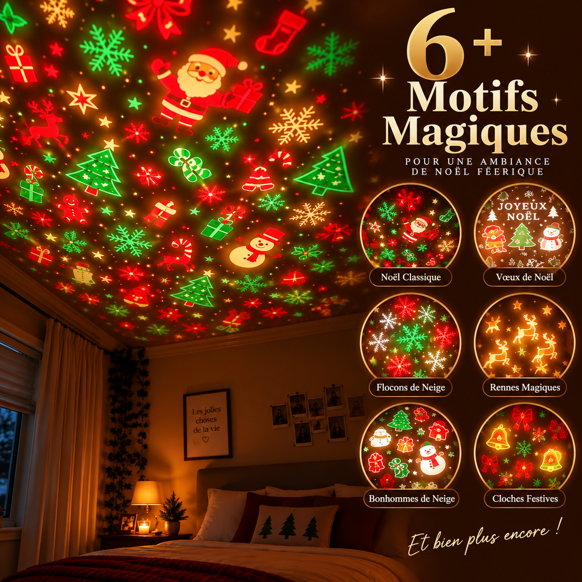 SapinMagie™ – Projecteur de Noël USB à 6 Motifs Lumineux