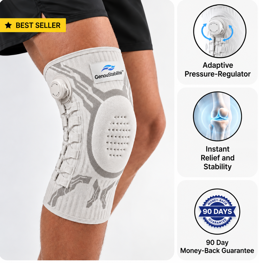 GenouStabilité™ – Genouillère de Compression Réglable avec Soutien Rotulien