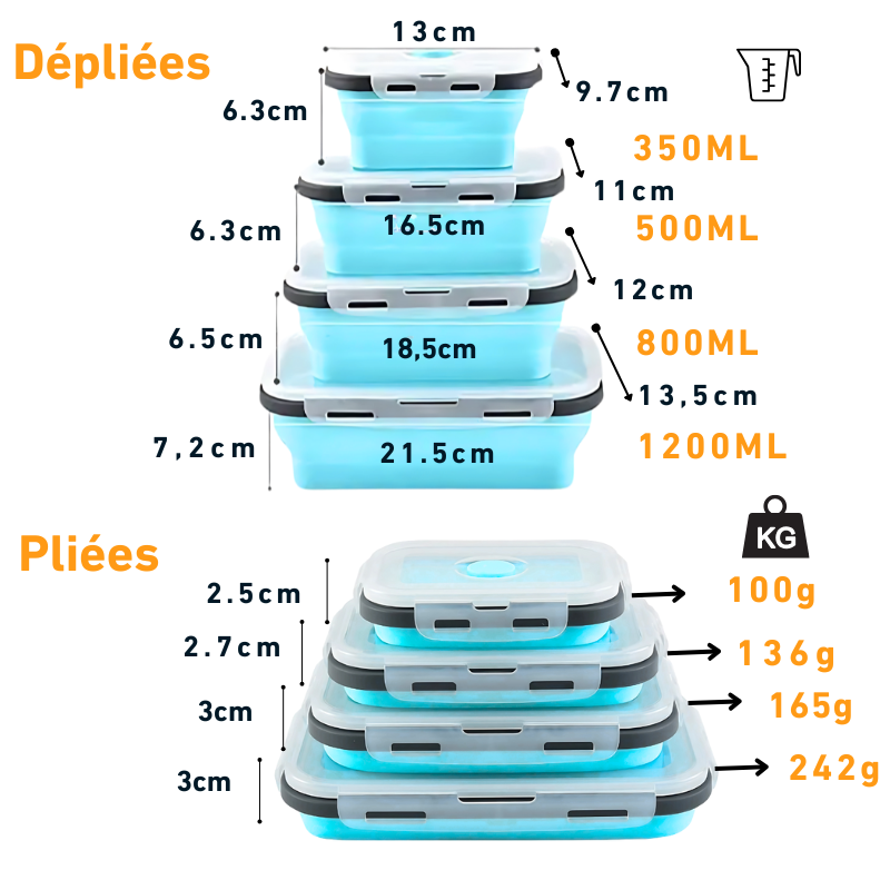 FlexiStore™ Set de Boîtes Alimentaires Pliables