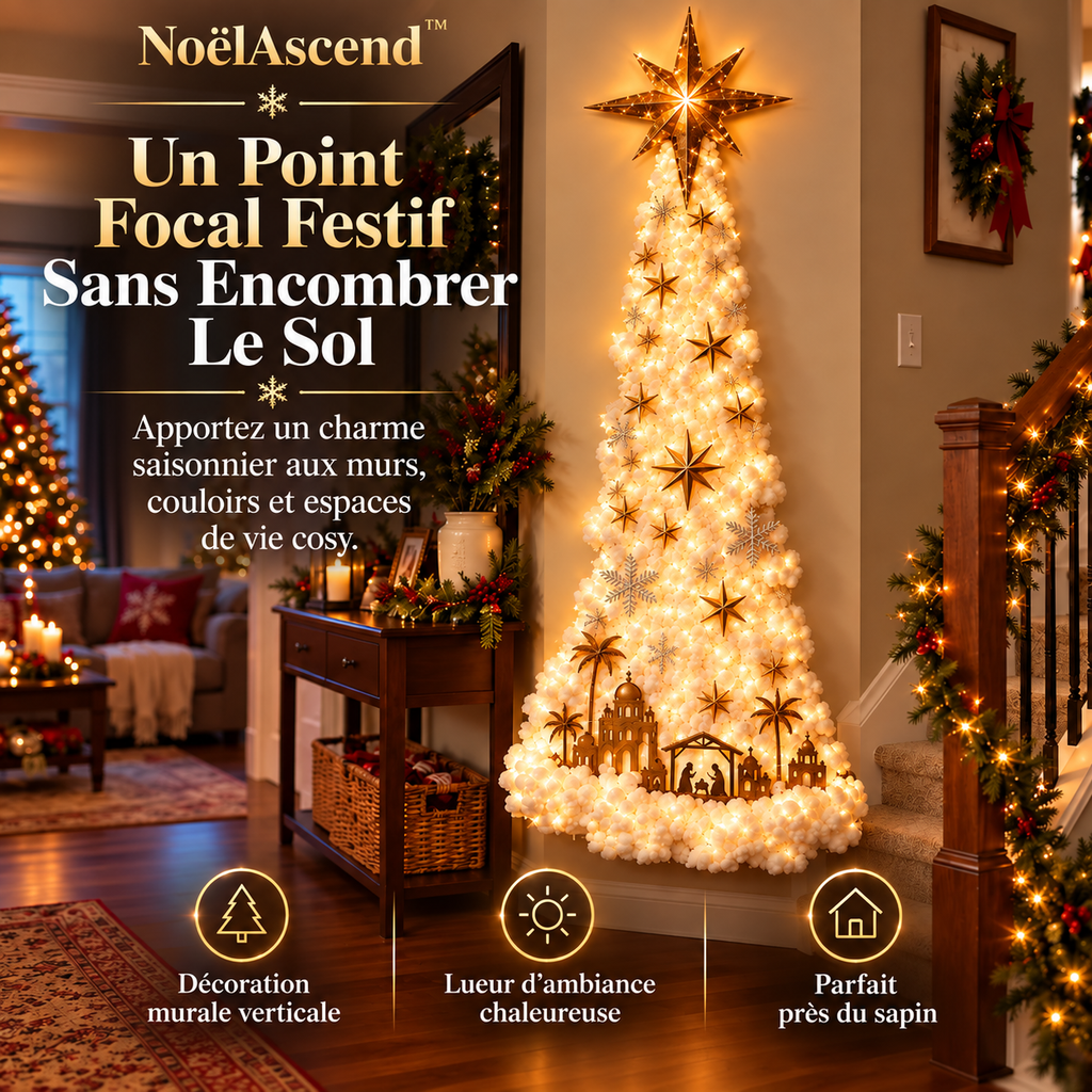 NoëlAscend™ – Décoration Murale Lumineuse de Noël en Relief