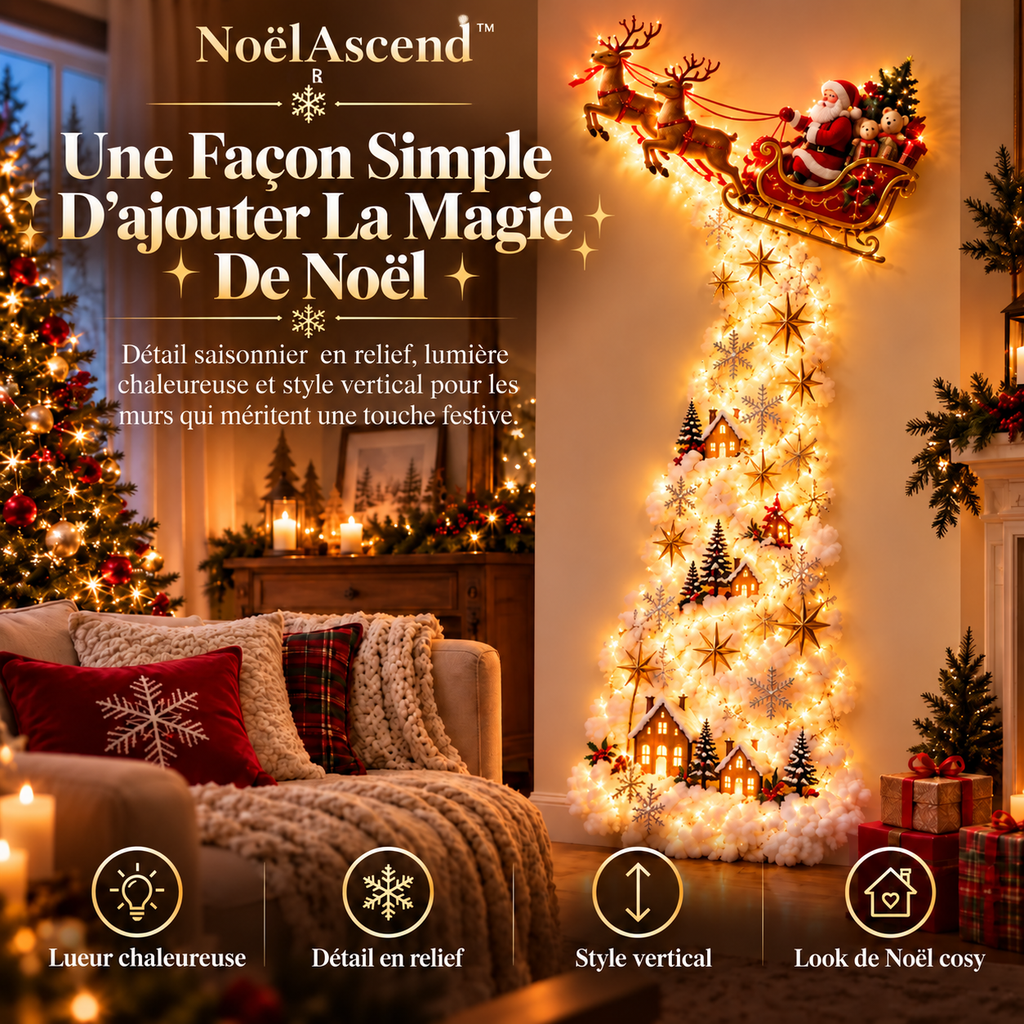 NoëlAscend™ – Décoration Murale Lumineuse de Noël en Relief