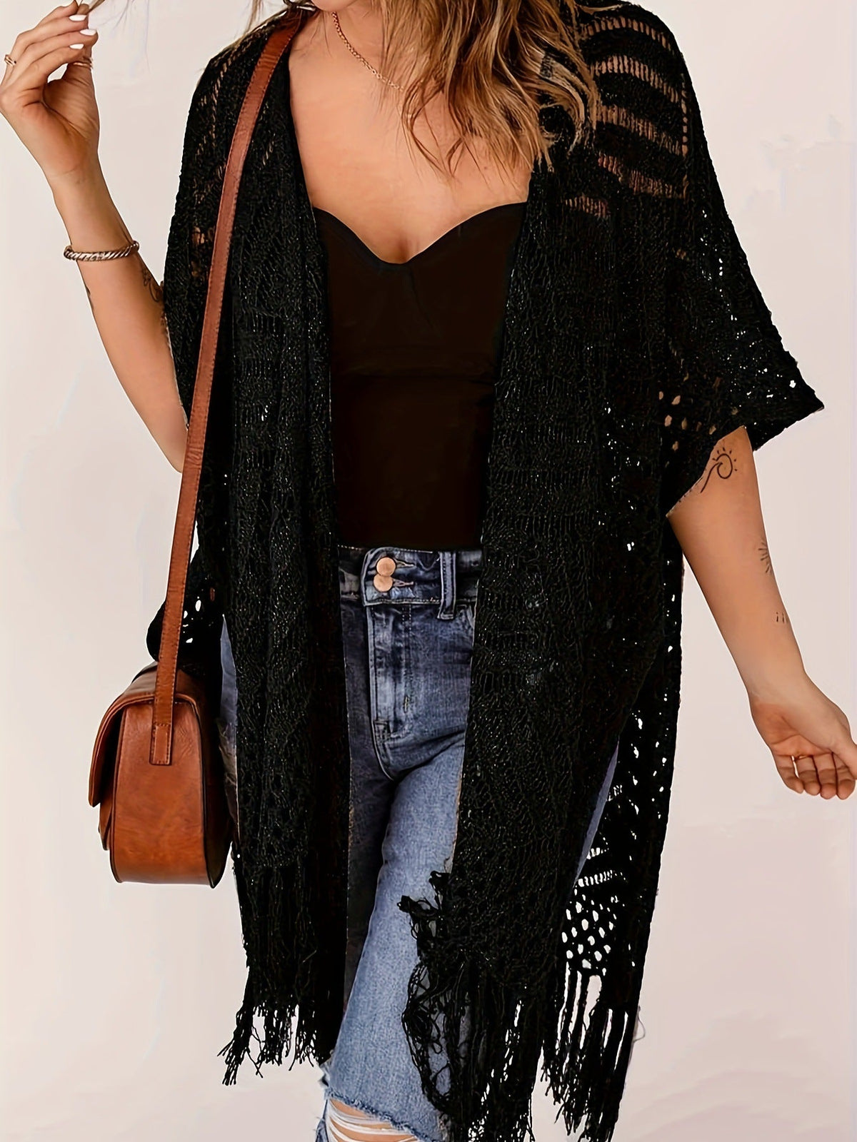 Brisélia™ – Cardigan Bohème Léger à Franges
