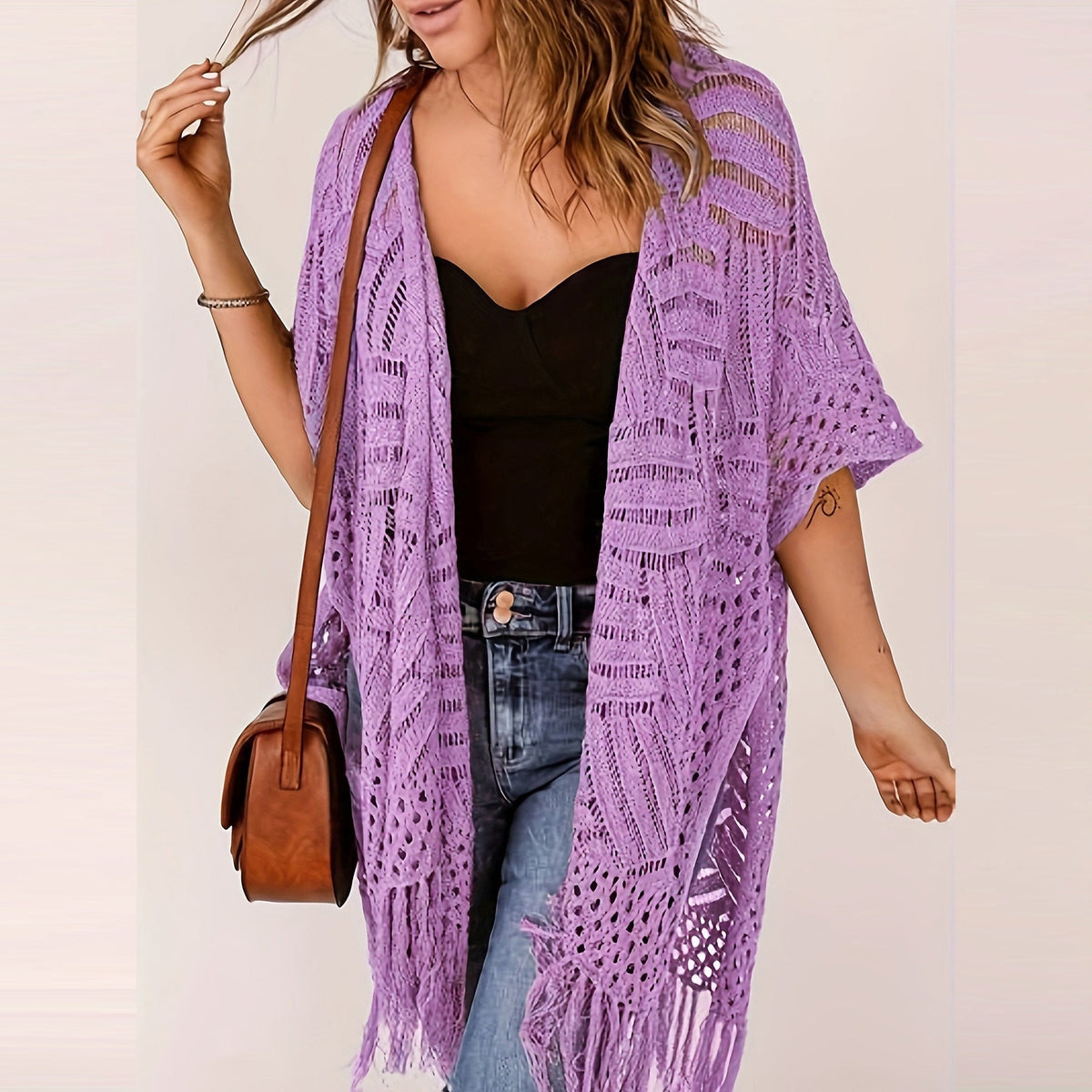 Brisélia™ – Cardigan Bohème Léger à Franges