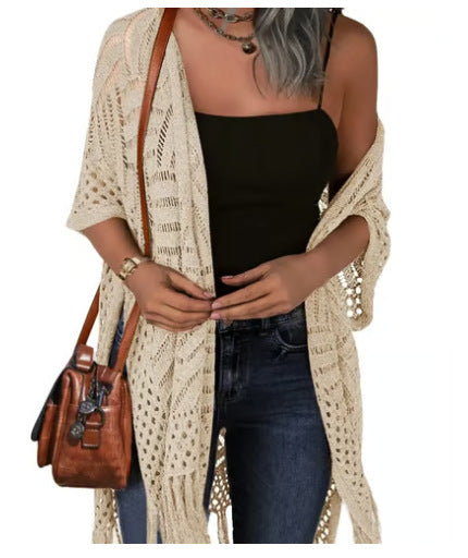 Brisélia™ – Cardigan Bohème Léger à Franges