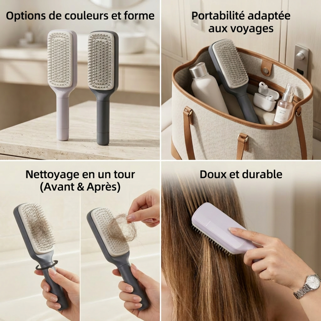 Dernier Jour -50% | EasyPull™ Brosse à Cheveux Auto-Nettoyante