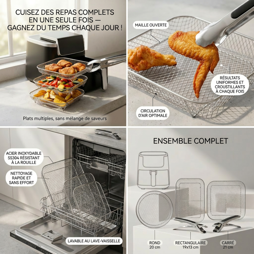 Dernier Jour -50% | AirNest™ Paniers Empilables pour Friteuse à Air