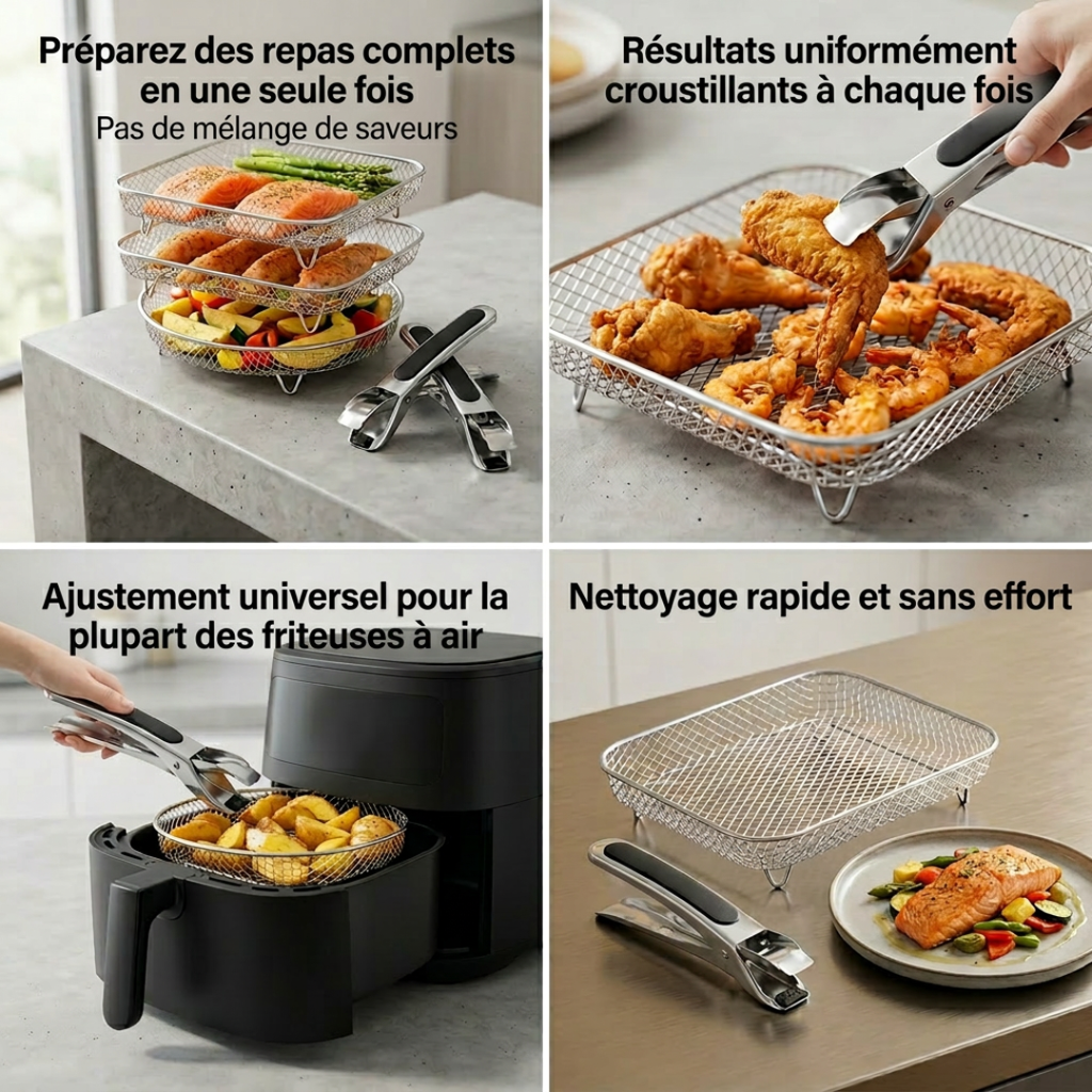 Dernier Jour -50% | AirNest™ Paniers Empilables pour Friteuse à Air