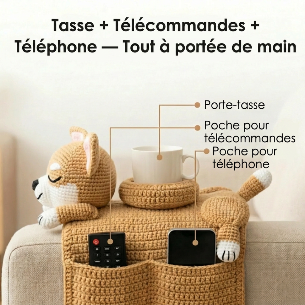 Dernier Jour -50% | CozyPaw™ Organisateur d’accoudoir pour chien au crochet