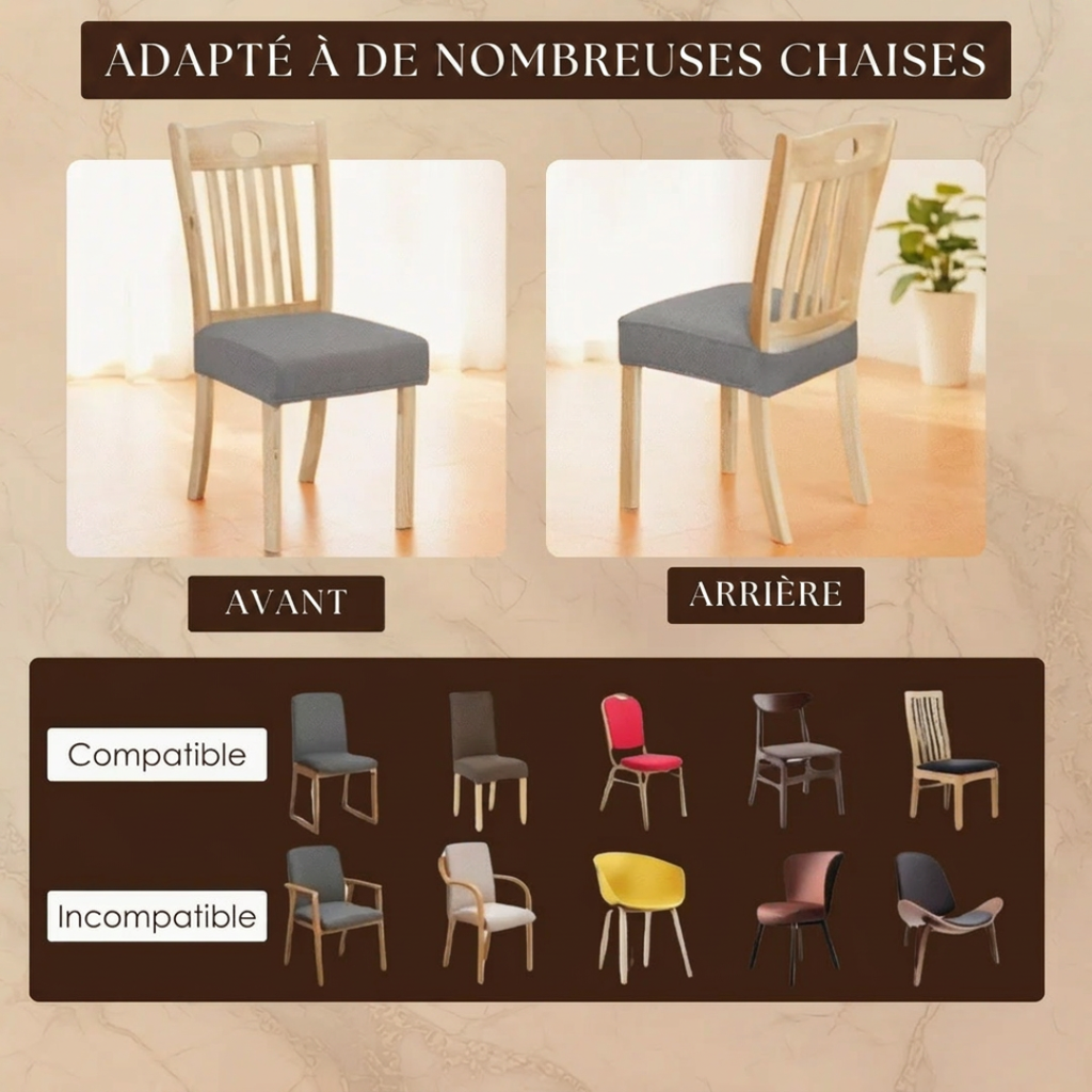 Dernier Jour -50% | FitNest™ Housses de chaise extensibles (lot de 4)