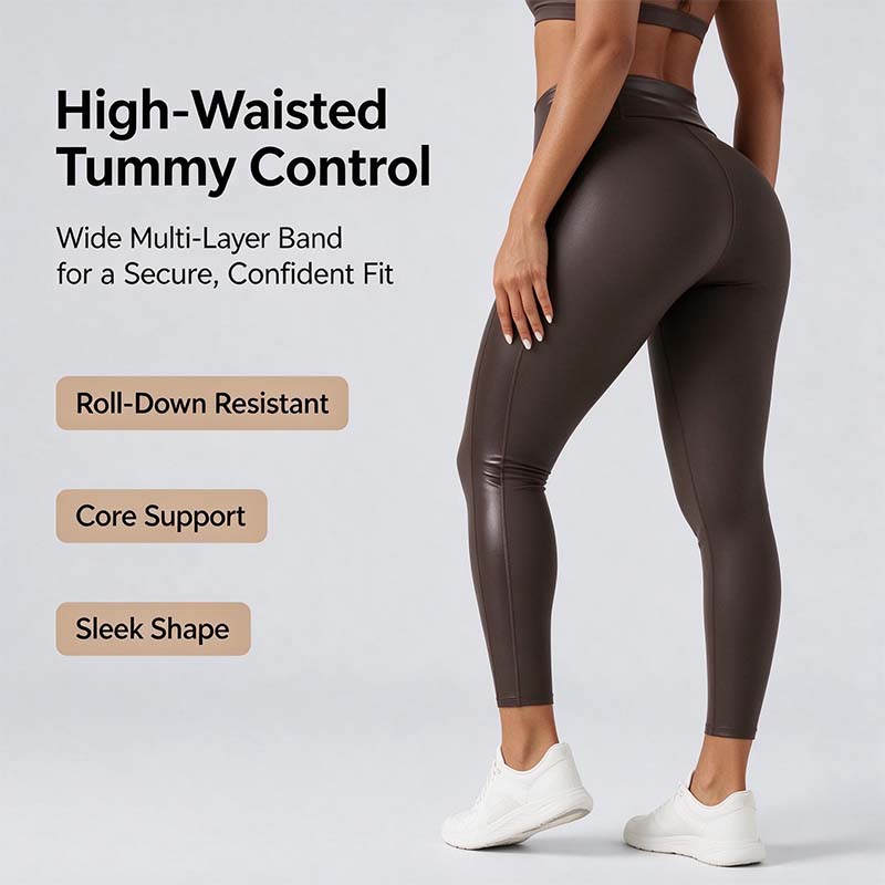 SilhouetteÉlégance™ – Legging Sculptant en Similicuir à Taille Haute