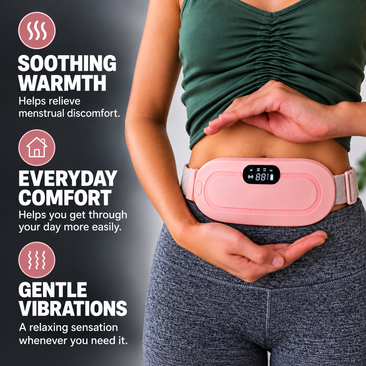 VentreDouceur™ – Ceinture Chauffante Menstruelle avec Massage Vibrant
