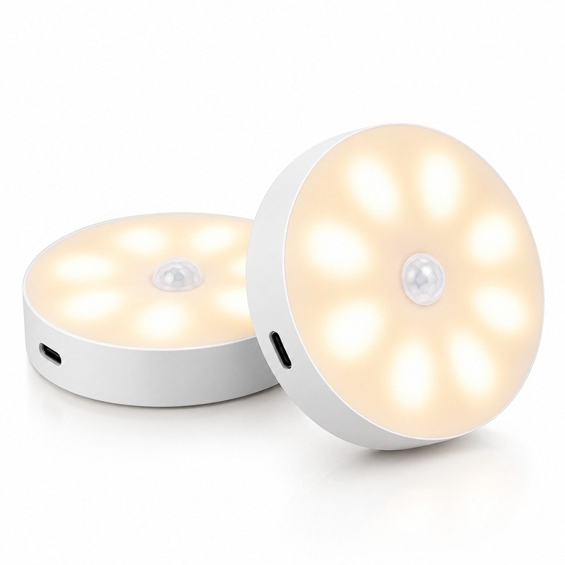 LumiRonde™ – Lampes LED Sans Fil avec Détecteur de Mouvement (Lot de 2)