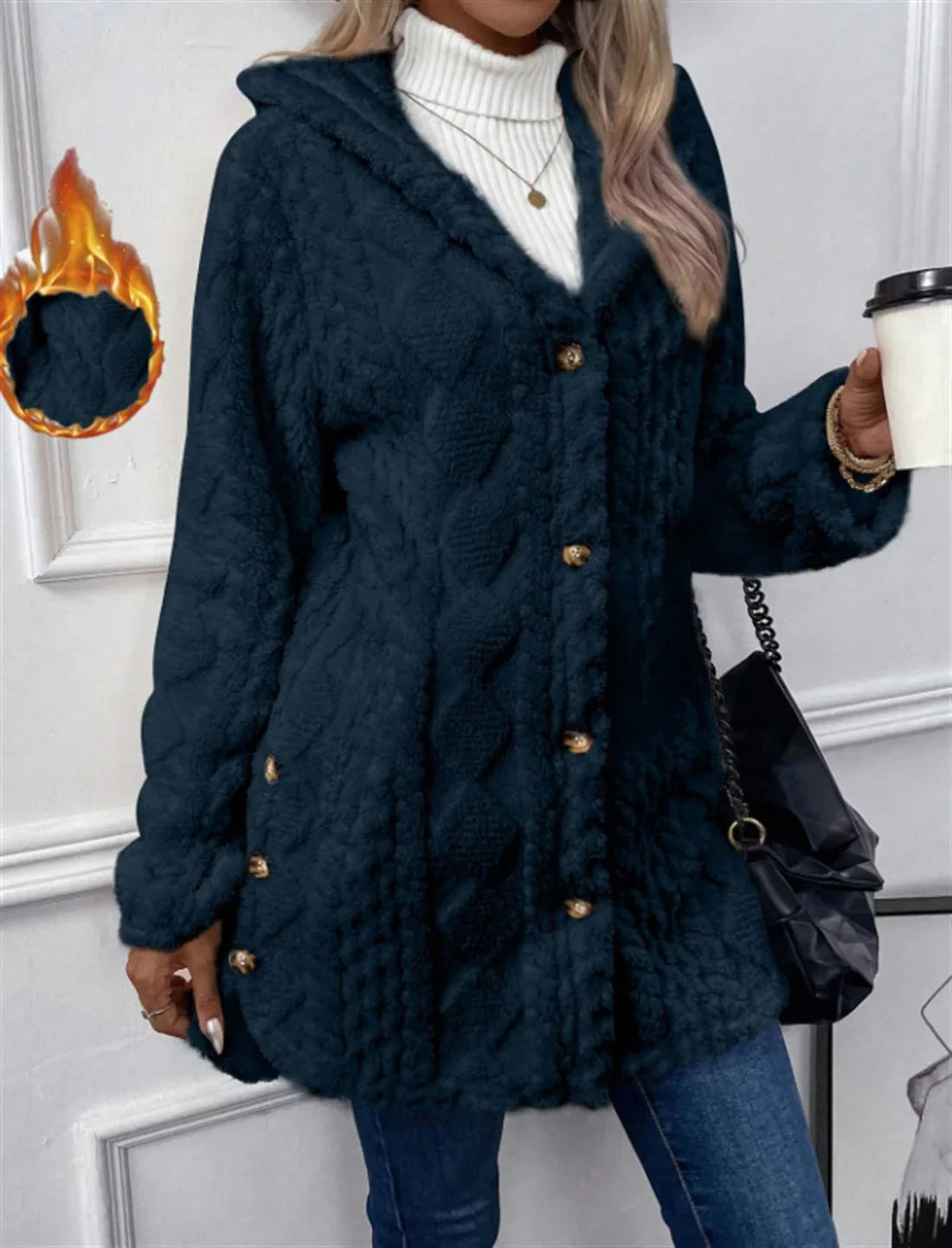 ChaleurÉlégance™ – Manteau Femme Chaud à Boutons