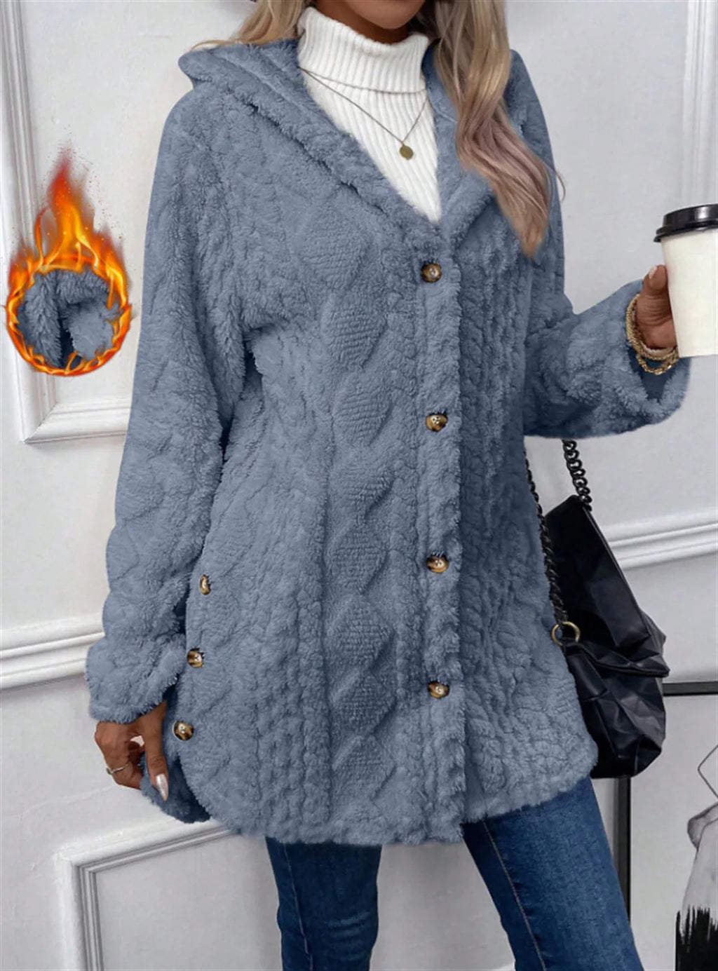 ChaleurÉlégance™ – Manteau Femme Chaud à Boutons