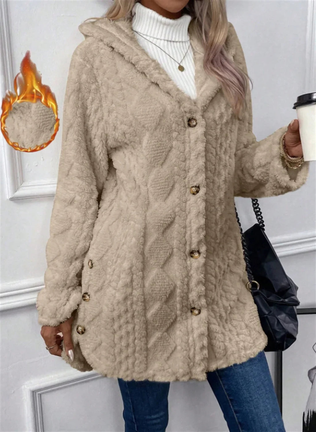 ChaleurÉlégance™ – Manteau Femme Chaud à Boutons