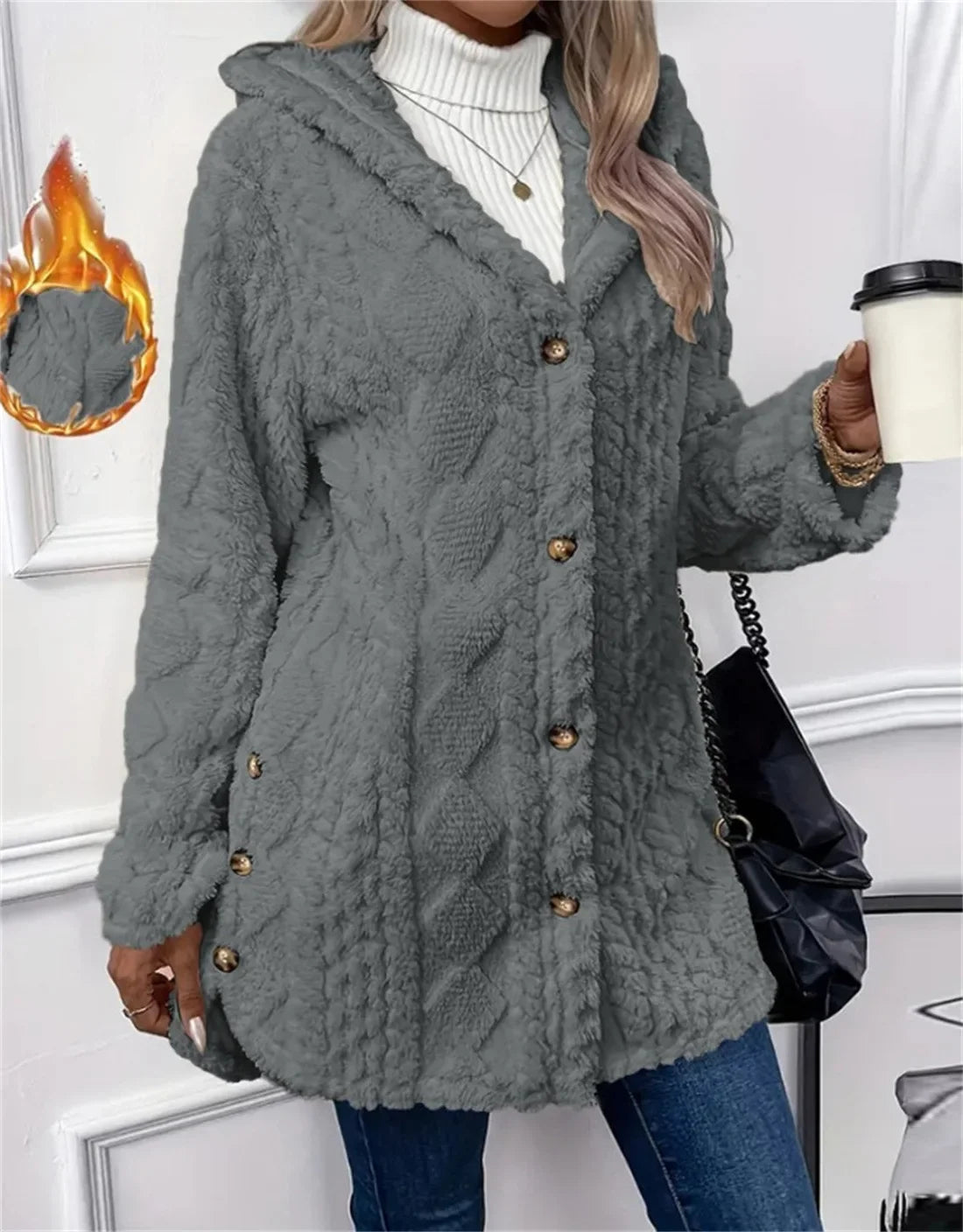 ChaleurÉlégance™ – Manteau Femme Chaud à Boutons