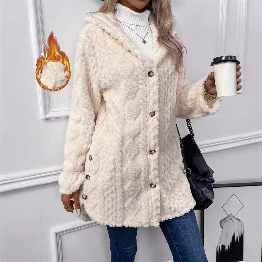 ChaleurÉlégance™ – Manteau Femme Chaud à Boutons