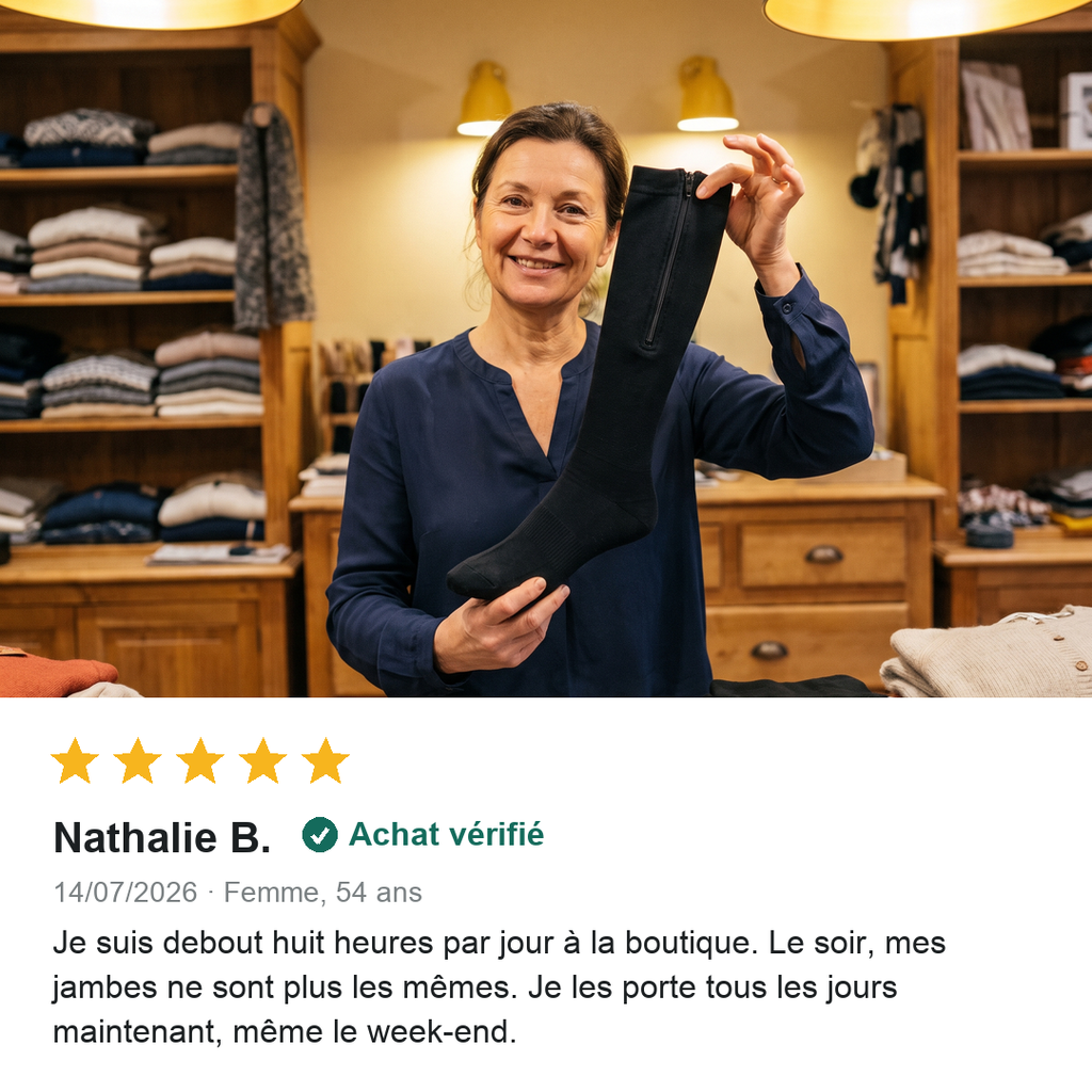 JambesConfort™ – Bas de Compression à Fermeture Éclair pour un Maintien Confortable