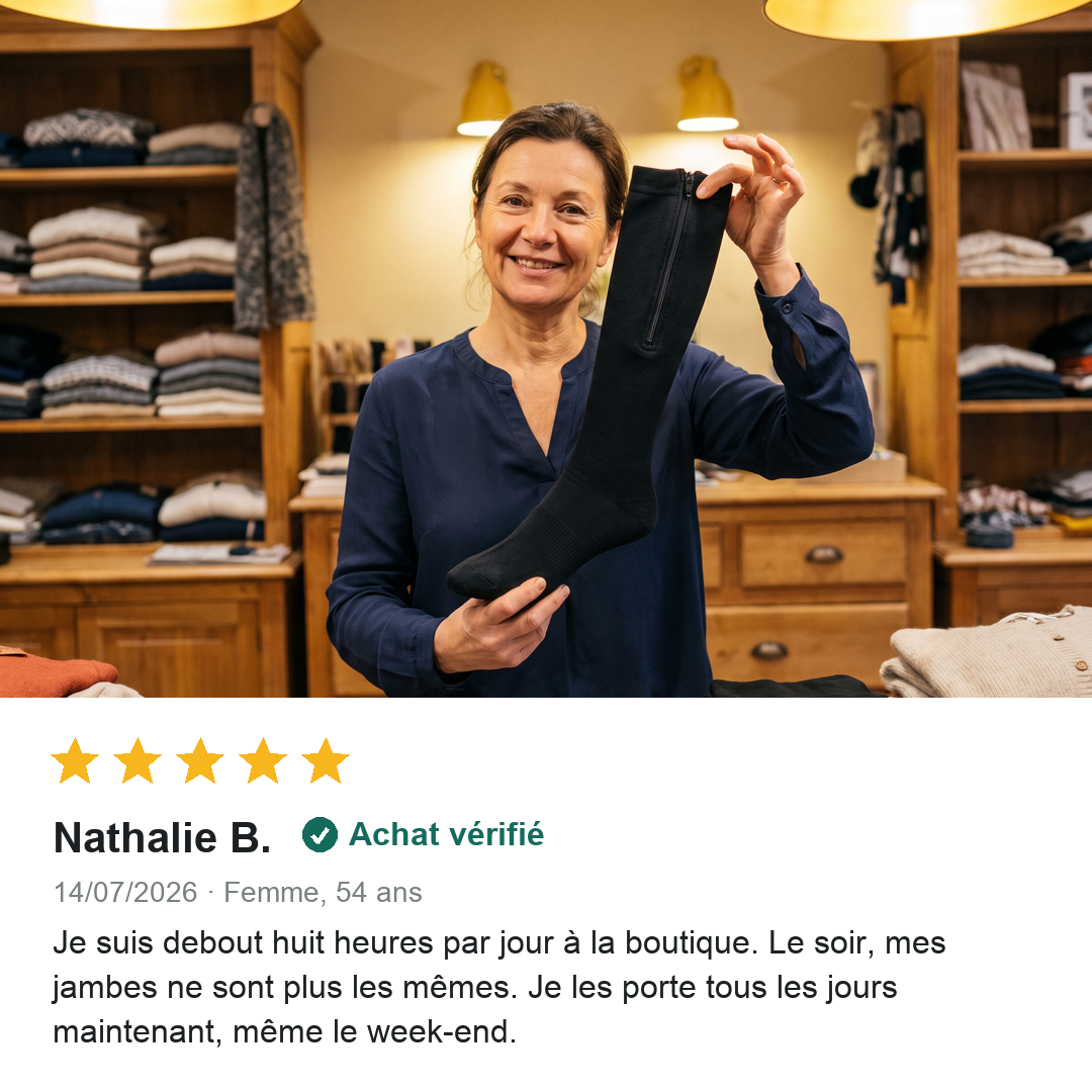 JambesConfort™ – Bas de Compression à Fermeture Éclair pour un Maintien Confortable