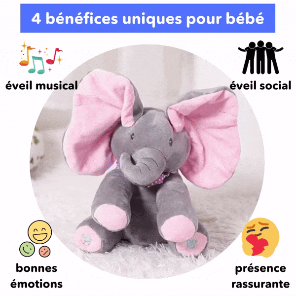 ÉléCoucou™ – Éléphant Musical Cache-Cache pour Bébé
