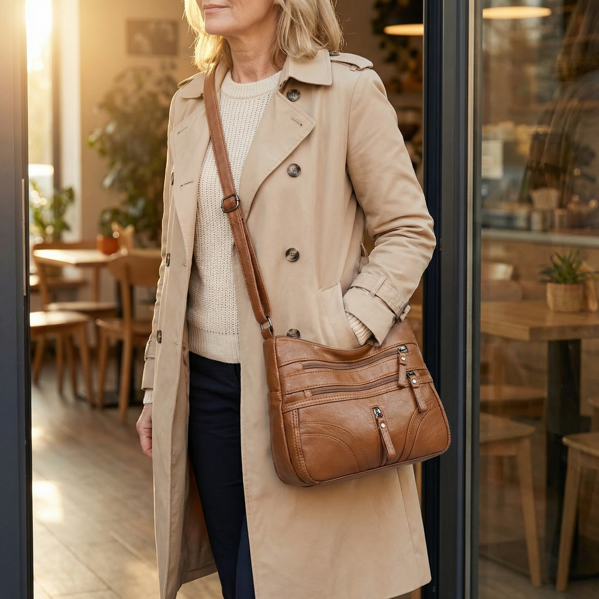 Dernier Jour -50% | Brooklyn™ Sac bandoulière multi-poches en cuir souple