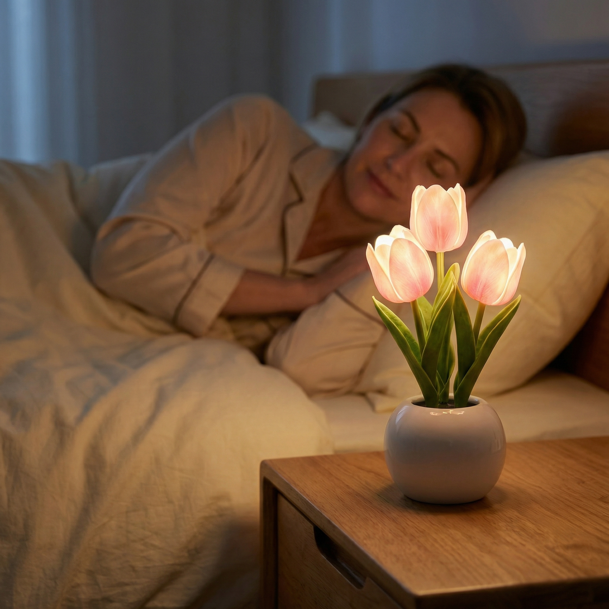 Dernier Jour -50% | Glowvana™ Lampe Tulipe LED avec Vase en Céramique