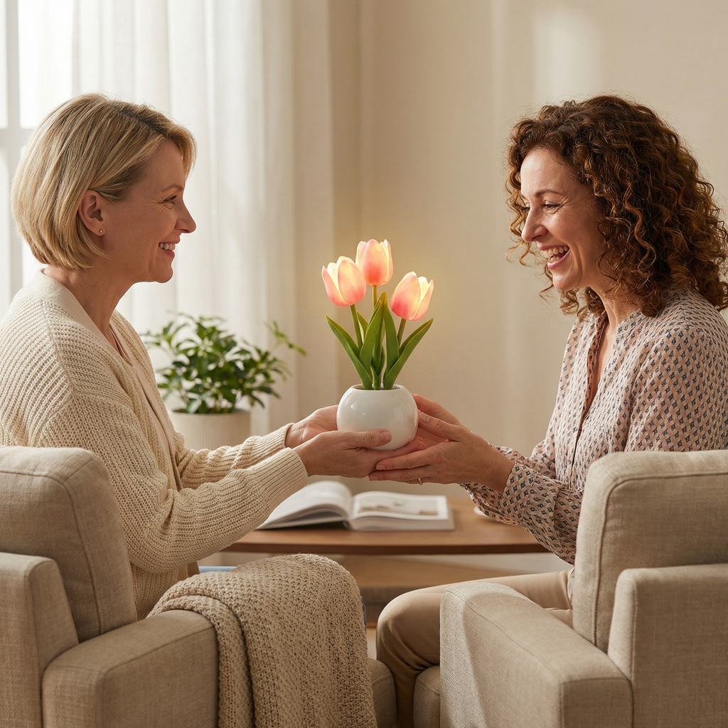 Dernier Jour -50% | Glowvana™ Lampe Tulipe LED avec Vase en Céramique