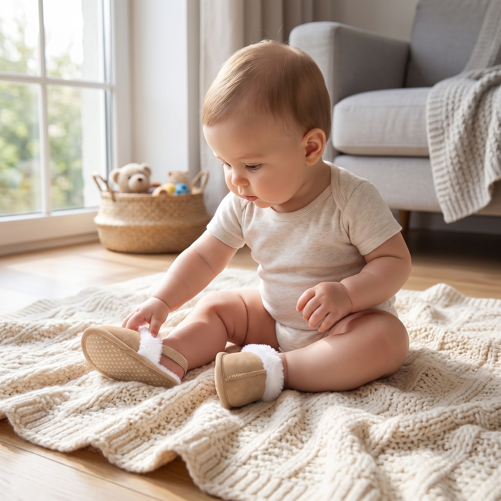 PetitsPas™ – Chaussons Douillets pour Bébé avec Bride Arrière