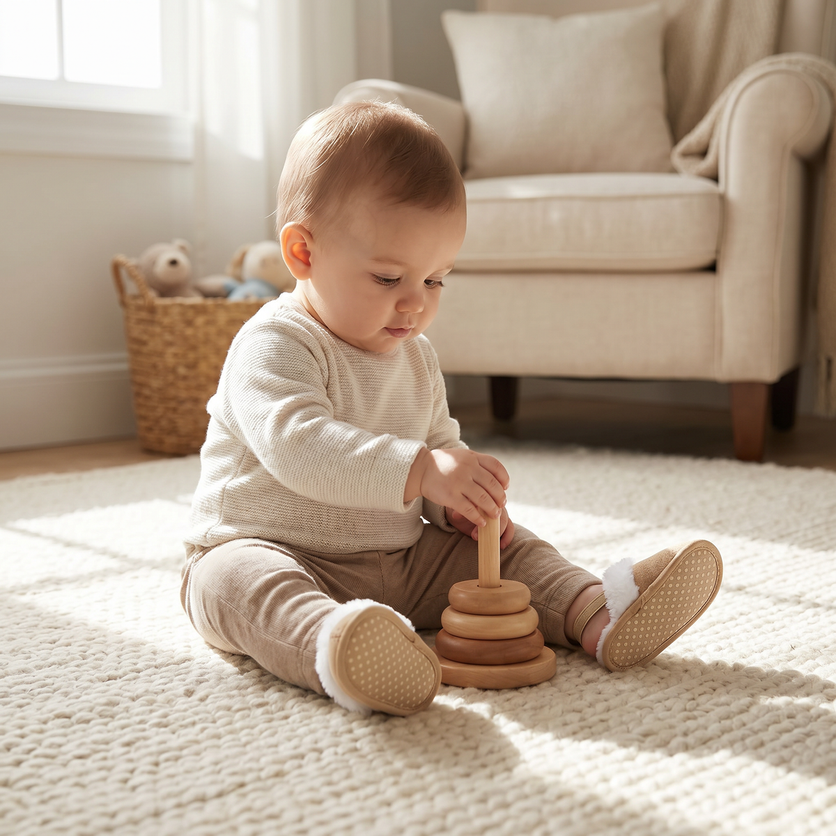 PetitsPas™ – Chaussons Douillets pour Bébé avec Bride Arrière
