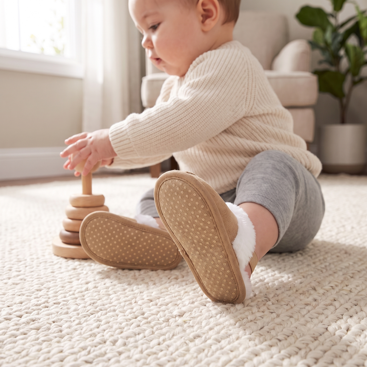 PetitsPas™ – Chaussons Douillets pour Bébé avec Bride Arrière
