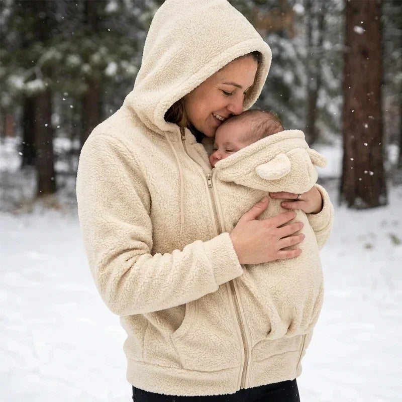 BébéDouillet™ – Sweat à Capuche Chaud avec Poche Câline pour Bébé