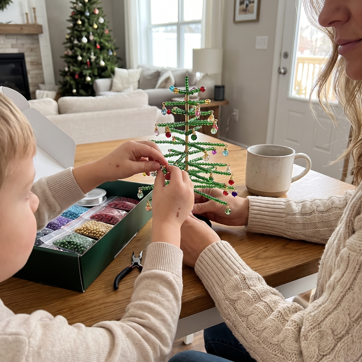 PerleSapin™ – Kit Créatif de Sapin de Noël Lumineux en Perles