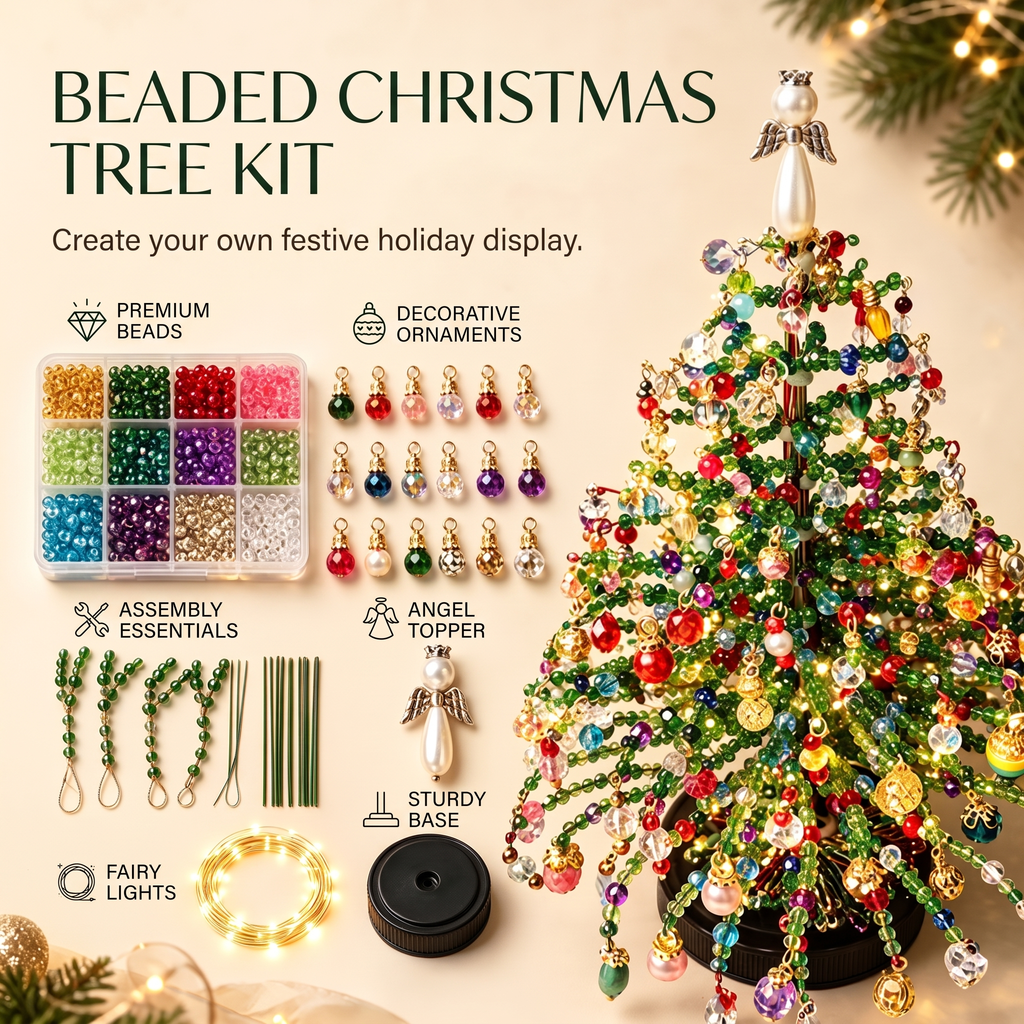 PerleSapin™ – Kit Créatif de Sapin de Noël Lumineux en Perles