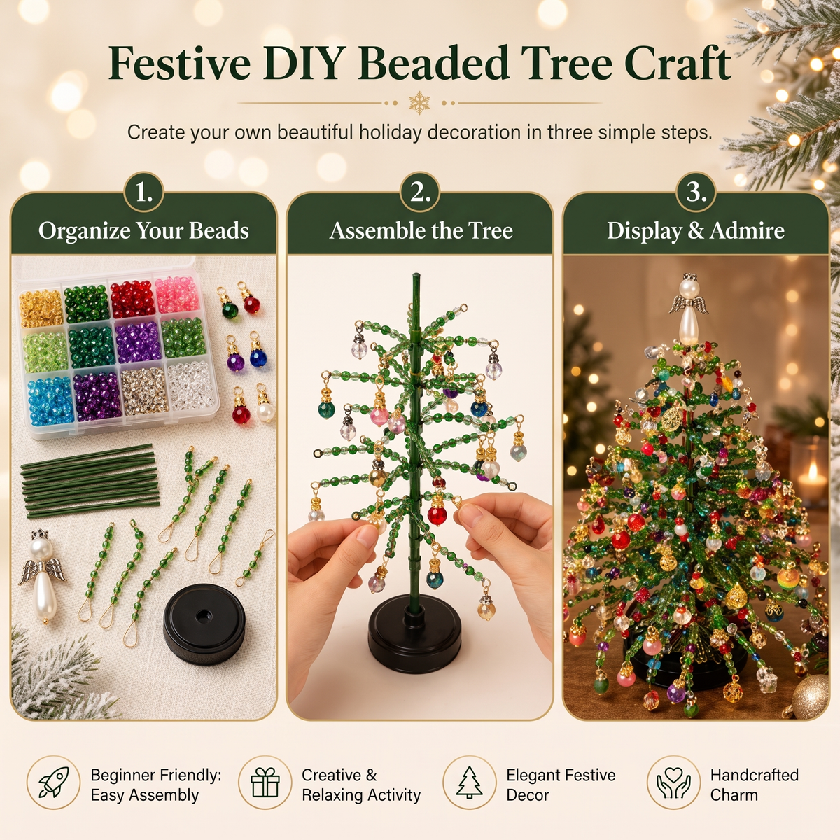 PerleSapin™ – Kit Créatif de Sapin de Noël Lumineux en Perles