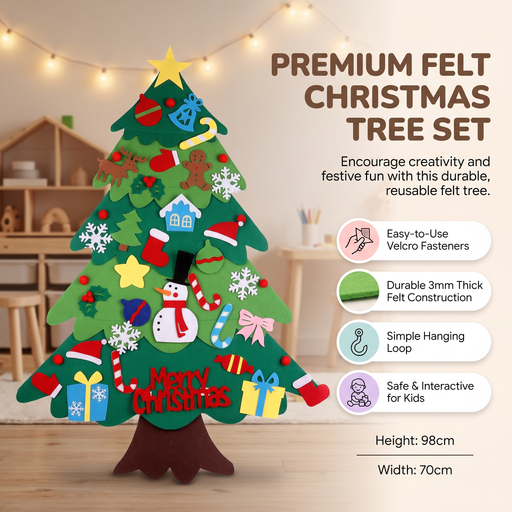MonBeauSapin™ – Sapin de Noël en Feutrine à Décorer avec Lumières