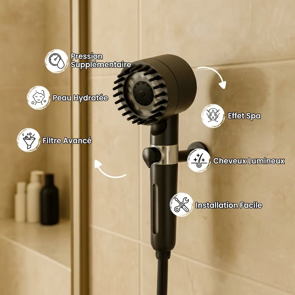 DouchePure™ – Pommeau de Douche Anti-Calcaire