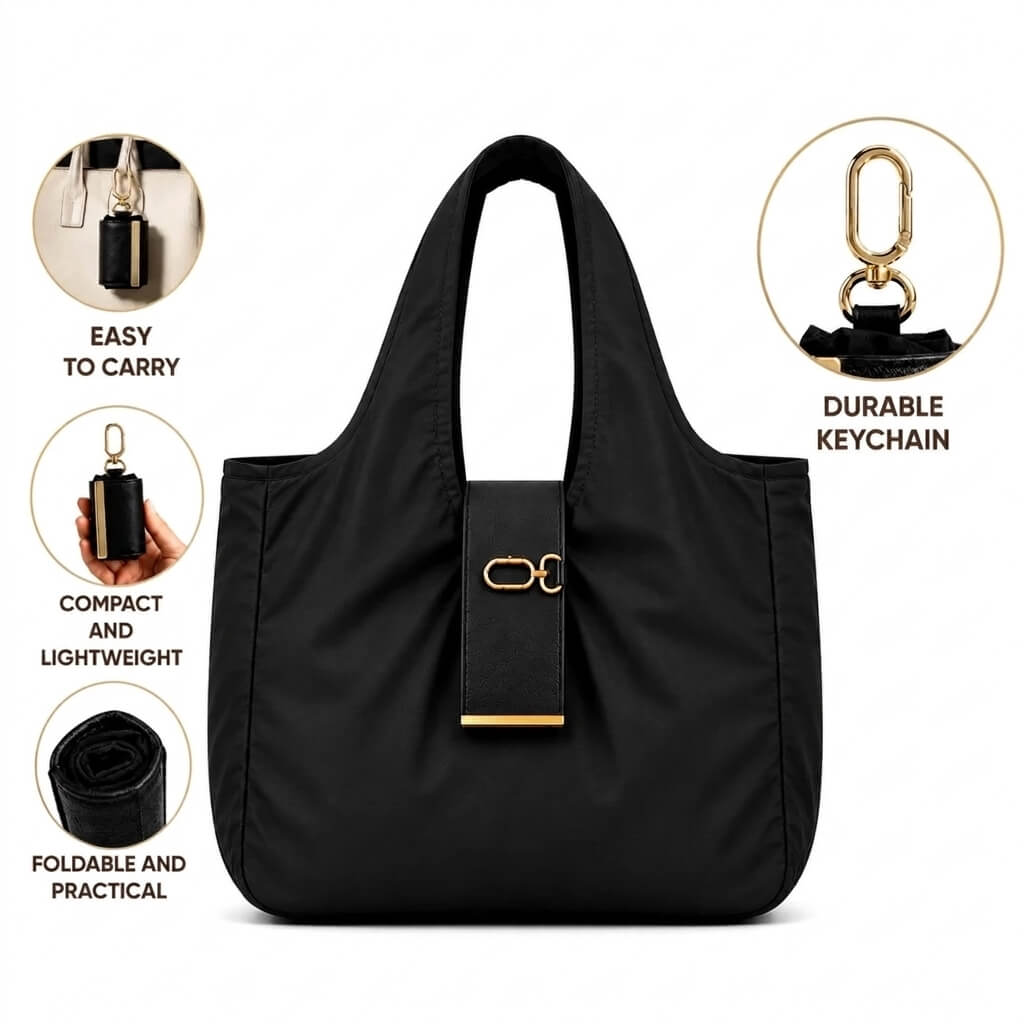 SacÉclair™ – Sac Cabas Pliable avec Porte-Clés