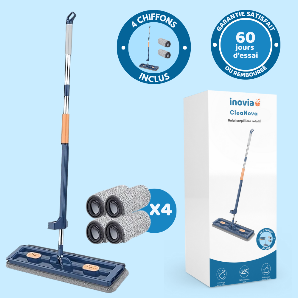 ÉclatSol™ – Balai Serpillière Rotatif avec Essorage Intégré