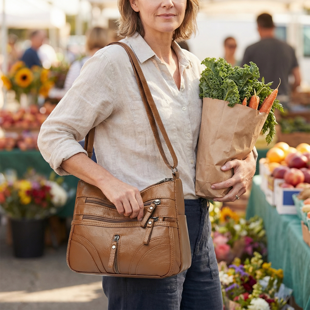 Dernier Jour -50% | Brooklyn™ Sac bandoulière multi-poches en cuir souple