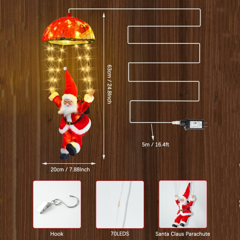 NoëlVolant™ – Père Noël Lumineux en Parachute