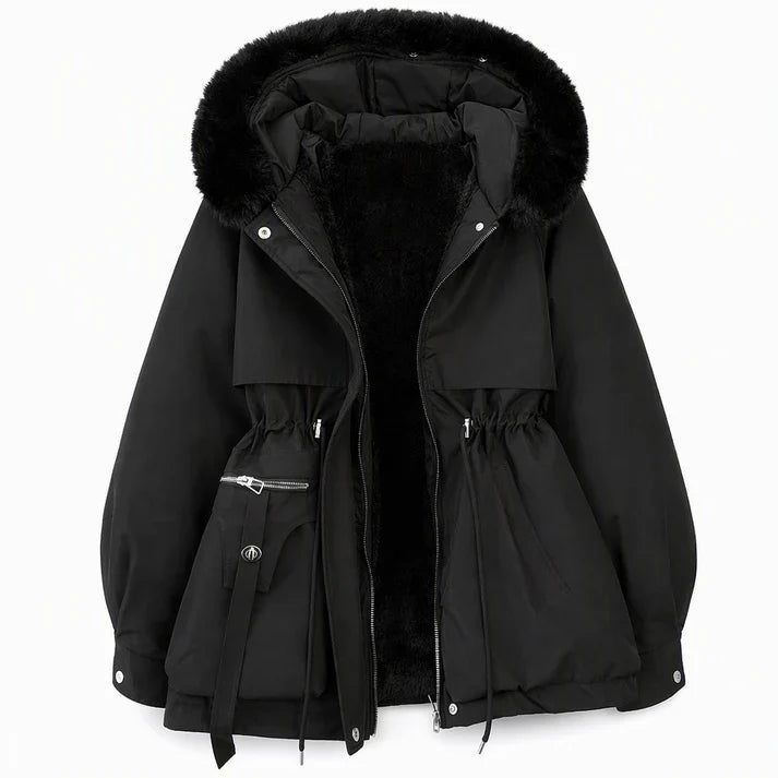 HiverÉlégance™ – Parka d’Hiver Doublée Polaire à Taille Ajustable