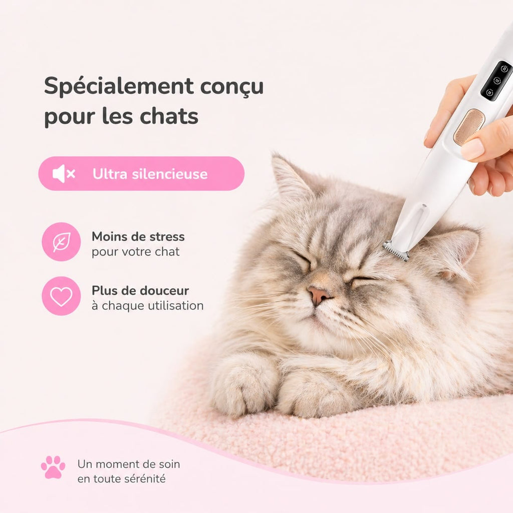 PelagePrécis™ – Tondeuse Silencieuse Anti-Nœuds pour Chat