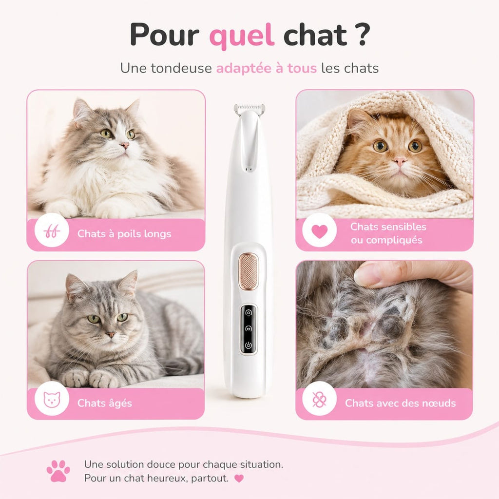 PelagePrécis™ – Tondeuse Silencieuse Anti-Nœuds pour Chat