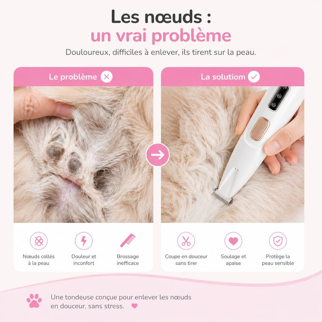 PelagePrécis™ – Tondeuse Silencieuse Anti-Nœuds pour Chat