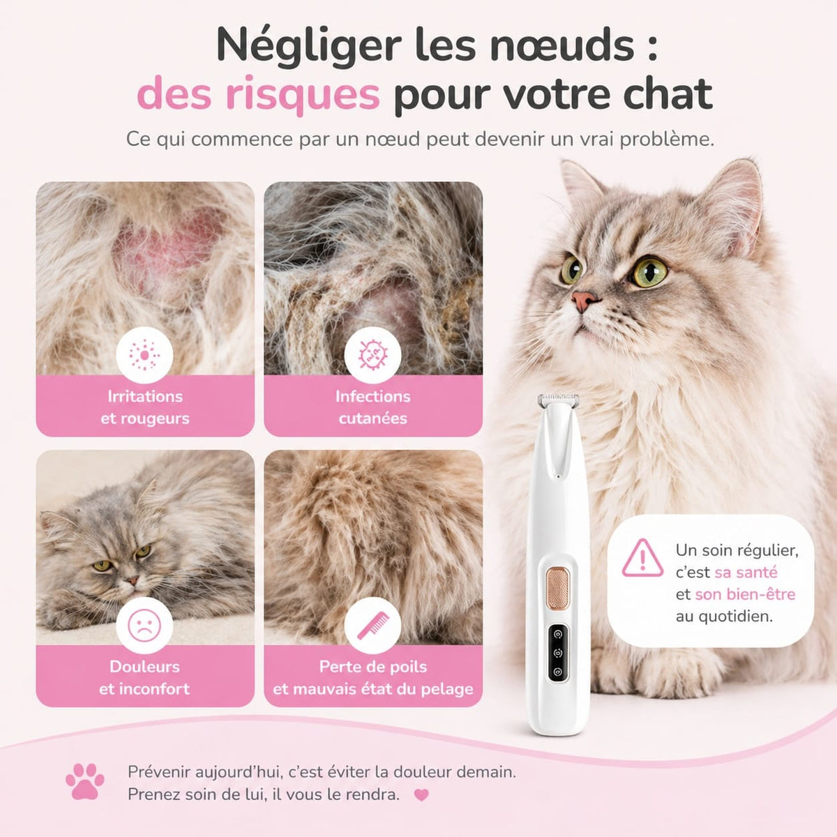 PelagePrécis™ – Tondeuse Silencieuse Anti-Nœuds pour Chat